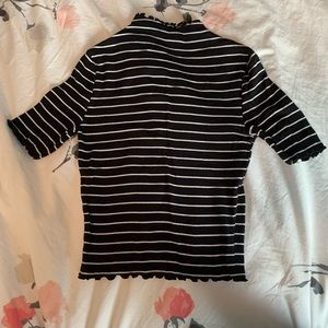Mock neck, striped, short sleeved top